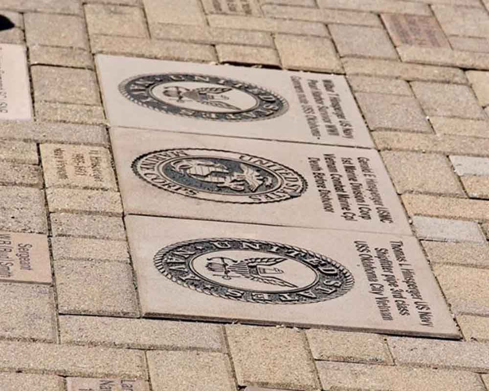 Engraved bricks on the Commemorative Walkway