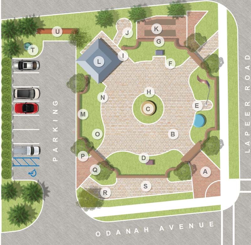 Orion Veterans Memorial map of monument locations